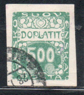 CZECH CECA CZECHOSLOVAKIA CESKA CECOSLOVACCHIA 1918 1920 POSTAGE DUE DOPLATIT 500h USED USATO OBLITERE' - Impuestos