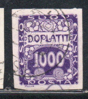 CZECH CECA CZECHOSLOVAKIA CESKA CECOSLOVACCHIA 1918 1920 POSTAGE DUE DOPLATIT 1000h USED USATO OBLITERE' - Impuestos