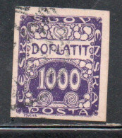 CZECH CECA CZECHOSLOVAKIA CESKA CECOSLOVACCHIA 1918 1920 POSTAGE DUE DOPLATIT 1000h USED USATO OBLITERE' - Timbres-taxe