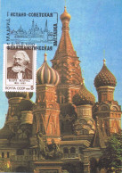 52127. Tarjeta Maxima MOSCU (Rusia) 1990. Exposicion Hispano Sovietica. KARL MARX, Iglesia San Basilio - Cartes Maximum