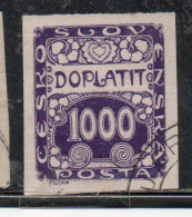 CZECH CECA CZECHOSLOVAKIA CESKA CECOSLOVACCHIA 1918 1920 POSTAGE DUE DOPLATIT 1000h USED USATO OBLITERE' - Portomarken