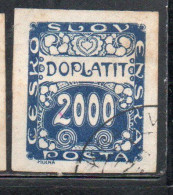 CZECH CECA CZECHOSLOVAKIA CESKA CECOSLOVACCHIA 1918 1920 POSTAGE DUE DOPLATIT 2000h USED USATO OBLITERE' - Impuestos