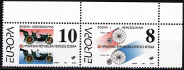 BOSNIA AND HERZEGOVINA  (MOSTAR) 1994 EUROPA: Inventions. Car Bicycle. Pair, MNH - 1994