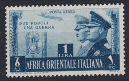 COLONIE AFRICA ORIENTALE ITALIANA 1941 P/A FRATELLANZA D'ARMI 1 LIRAN.20 G.O MH* - Africa Orientale Italiana