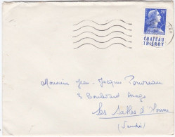 Muller 20 F Bleu Bande Pub  CHATEAU THIERRY Sur Lettre Avec Courrier Du Mans 1958 - Lettres & Documents