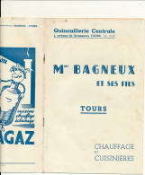 TOURS , 37 - Catalogue De 16 Pages Mme BAGNEUX - Chauffage, Cuisinières, Gazinières Et Réchauds - Electricité & Gaz