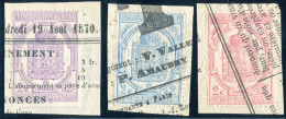 !!! TIMBRES POUR JOURNAUX N°7, 8 ET 9 OBLITERES SUR FRAGMENT - Journaux