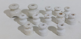 24665 Cs10 Lotto 13 Isolatori Vintage In Ceramica Per Impianto Elettrico - Other Components