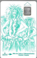 CARTE-PUCE-POLYNESIE-PF8 -SC4-60U-VAHINE VERTE-V° -5 Pe 36209-UTILISE-TBE- - Französisch-Polynesien