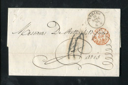 "ITALIEN" 1854, Transit-Brief K1 "TORINO", Roter Transitstempel, Nach Paris (C284) - Ohne Zuordnung