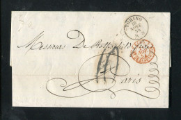 "ITALIEN" 1854, Transit-Brief K1 "TORINO", Roter Transitstempel, Nach Paris (C284) - Unclassified