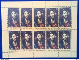 Vaticano 2014 Sass. 1659 Minifoglio Da 10 **/MNH VF - Blocks & Sheetlets & Panes