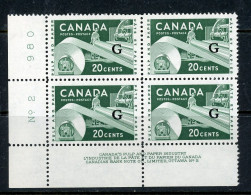 Canada MNH Plate Block 1955-56  Paper Industry Definitives - Ongebruikt