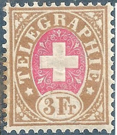 Telegrafenmarke 18, 3 Fr.hellbraun/rosa  **       1881 - Telégrafo