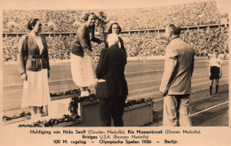 Jeux Olympiques Berlin 1936 - Podium 100 M Ruslag - Huldiging Van Nida Senff - Athlétisme - JO - Olympische Spiele