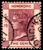 Hong Kong 1882 SG32 Wmk CrownCA P14 2c Rose-lake - Oblitérés