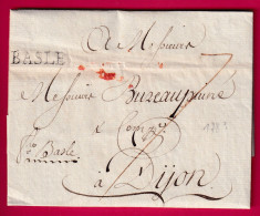 MARQUE BASLE BALE SUISSE 1783 POUR DIJON COTE D'OR LETTRE - ...-1845 Precursores