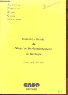 Compte-rendu Du Stage De Perfectionnement De Géologie (31 Mai, 1er & 2 Juin 1978) - Association Des Professeurs De Biolo - Sciences