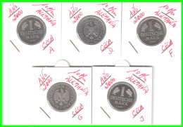 ALEMANIA - BRD - GERMANY - COLECCIÓN COMPLETA DE LAS 5 -MONEDAS DE 1.00 DM   AÑO 2000 - CECAS- A.D.F.G.J - CALIDAD PROOF - 1 Marco