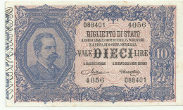 13I - 10 LIRE EFIGE UMBERTO I° DECRETO 19-09-1923 - Regno D'Italia – 10 Lire