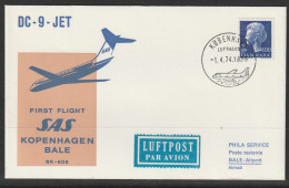 1974, SAS, First Flight Cover, Kobenhavn-Basel - Posta Aerea