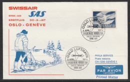 1974, SAS, First Flight Cover, Oslo-Geneve - Briefe U. Dokumente