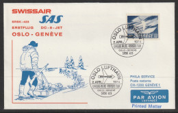 1974, SAS, First Flight Cover, Oslo-Geneve - Lettres & Documents