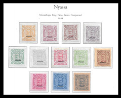 Nyassa 1898 King Carlos (Compete Set) Af. 02 - 13 MH VERY FINE ORIGINAL GUM + Palo Premium IMPRESSED NYASSA  Album Page  - Nyasaland