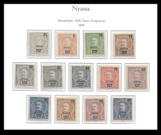 Nyassa 1898 King Carlos (Compete Set) # 14/26 MH VERY FINE ORIGINAL GUM + Palo Premium IMPRESSED NYASSA  Album Page  - Nyassa