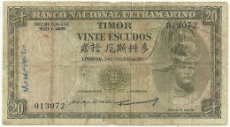 TIMOR - 20 ESCUDOS - 24.10.1967 - P 26 - Sign. 3 - 6 Digits - REGULO D. ALEIXO - PORTUGAL - Timor