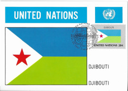 DJIBOUTI AFRIQUE  - CARTE MAXIMUM 1ER JOUR DRAPEAU DU PAYS, ONU 1981, VOIR LE SCANNER - Buste