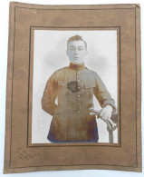 Photographie D'un Militaire Grand Format 17/23 Cm - Collé Sur Cadre Carton - Prévinaire Namur - War, Military