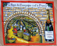 Beau Torchon Publicitaire "Le Pays Du Champagne C'est La France" DE SOUSA Avize - Servilletas Publicitarias