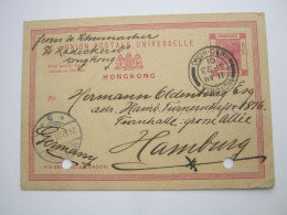 HONGKONG ,  ,Ganzsache (Aktenlochung)  1901 Nach Deutschland - Cartas & Documentos