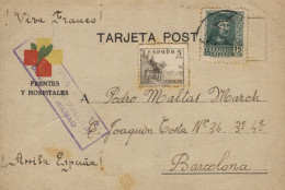 Tarjeta Circulada Desde El Campo De Concentración De Deusto A Barcelona, El 21/2/38. Marca De Censura Del Campo. - Republicans Censor Marks