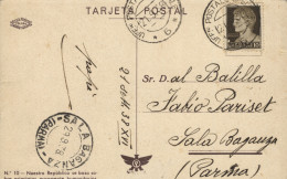 Tarjeta Circulada Desde El Frente A Parma (Italia), El 21/9/38. Mat. "UFF POSTALE SPECIALE 6". - Republikanische Zensur