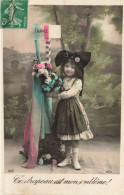 ENFANT - Un Enfant Tenant Un Drapeau De La France - Colorisé - Carte Postale Ancienne - Portraits