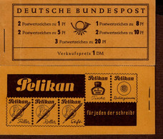 Markenheftchen Bund Postfr. MH 04 X Theodor Heuss MNH ** Neuf (3) Roter Randstreifen - 1951-1970