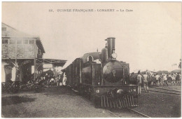 Afrique Occidentale - Guinée Française - Conakry - La Gare - Locomotive - Carte Postale Vierge - Guinée Française