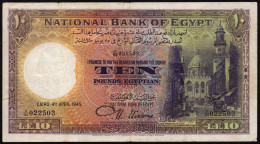 Egypt 10 Pounds 1945 Pick-23b VF Banknote - Egypte