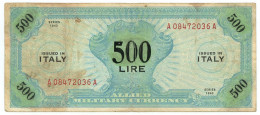 50 LIRE ALTERATO 500 LIRE OCCUPAZIONE AMERICANA IN ITALIA MONOLINGUA BEP 1943 BB - Occupazione Alleata Seconda Guerra Mondiale