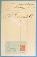 ● E. Evison & Co. London 48 & 50 St Mary Axe - Facture / Invoice 1924 - Perret Vibert à Paris - Two Pence Stamp - UK - Ver. Königreich