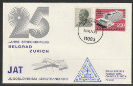 1974, JAT, Sonderflug, Beograd-Zürich - Posta Aerea