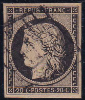 France N°3 20c Noir Sur Jaune TB (signé Brun) Qualité:obl - 1849-1850 Ceres