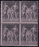 France N°103 10c Noir Sur Lilas Bloc De 4 Qualité:** - 1898-1900 Sage (Type III)
