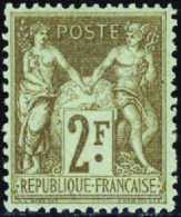 France N°105 2f Bistre Sur Azuré Qualité:** - 1898-1900 Sage (Type III)