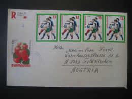 Bulgarien- Reko-Brief, Mit Tagesstempel 1986 Auf Fußballmarken - Briefe U. Dokumente