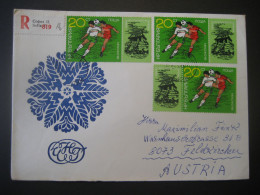 Bulgarien- Reko-Brief, Mit Tagesstempel 1986 Auf Fussballmarken, Gelaufen Von Sofia Nach Feldkirchen - Briefe U. Dokumente