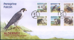 FDC, WWF, ALDERNEY,  Falcons    /   Lettre De Première Jour, Faucons,   2000 - Aigles & Rapaces Diurnes