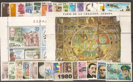 España Año 1980  Completo ** 29 Sellos, 2 HB - Años Completos